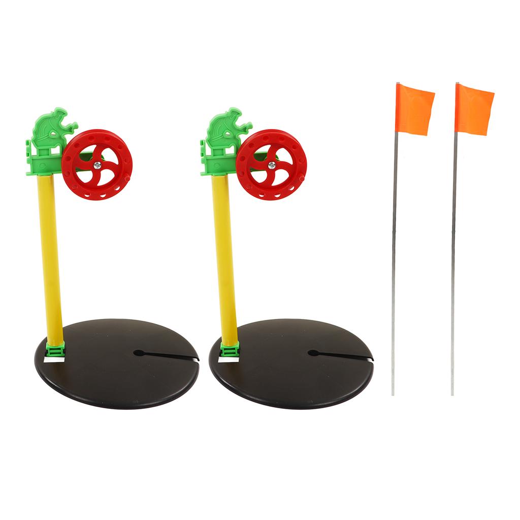 2Pcs Winter Ice Mini Fish Pole Wheel Flag Tackle Equipment Outdoor Winter River Floating Fishing Rod Flag