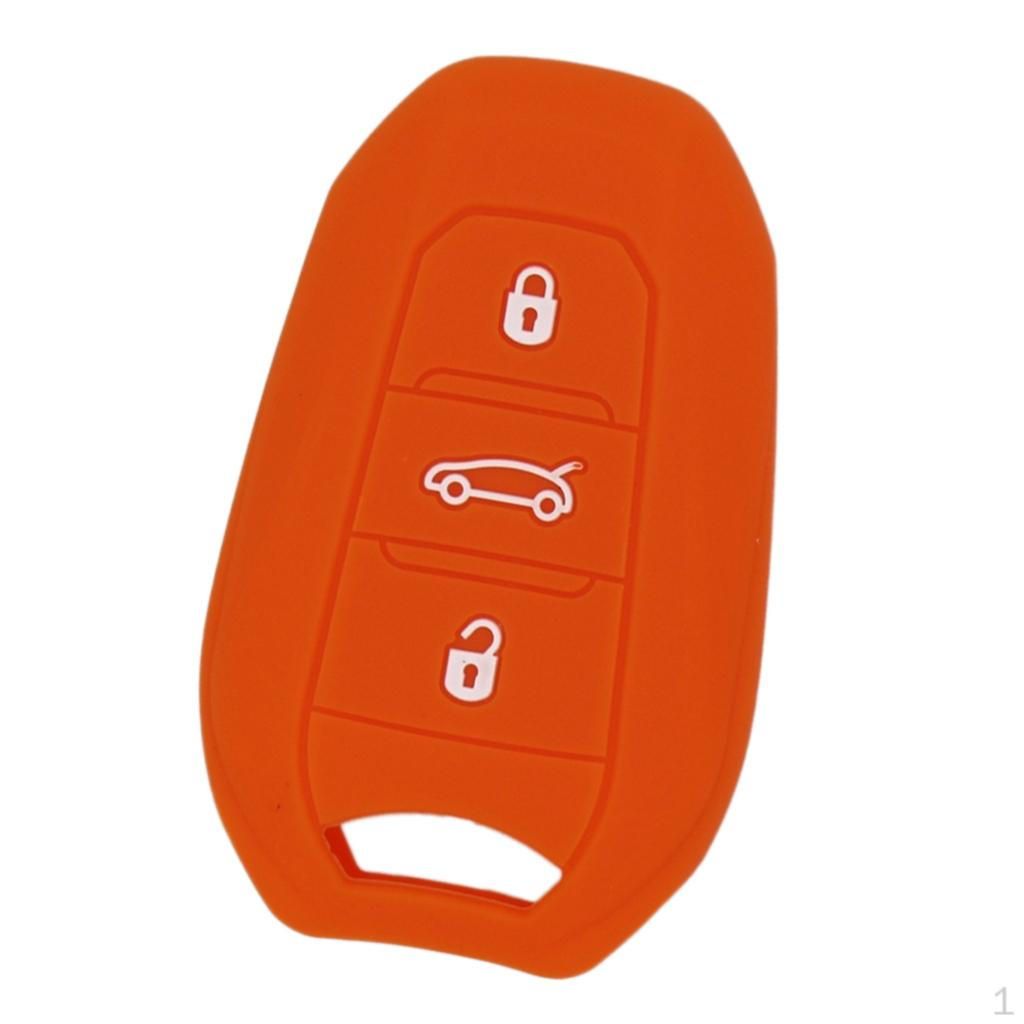 

Silicone Car Key Case Cover Fit for 3 Buttons Remote Fob Protective Shell Orange