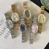 Retro Gold Damen Uhr Damen Mode Einfach Retro Oval Temperament Stahlarmband Quarz Uhr