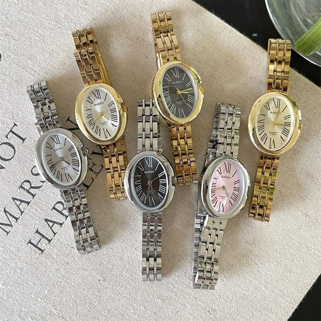 Retro Gold Damen Uhr Damen Mode Einfach Retro Oval Temperament Stahlarmband Quarz Uhr