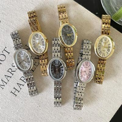 Retro Gold Women's Watch, Fashionable Oval Shaped Temperament, Steel Strap, Quartz Watch