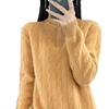 Women's Autumn/Winter High-Neck Wool Cable Knit Cashmere Sweater, Slimming Loose Fit, Soft Half-Zip Pullover