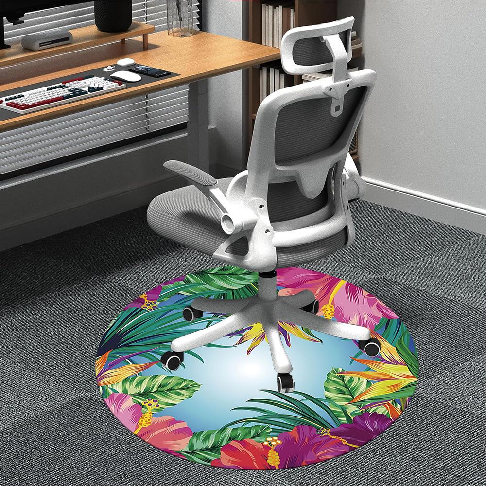 

1PC Tropical Flowers Chair Carpet for Office Non-Slip, Lightweight, Machine Washable Rug for Office, Sleeping, Room - Holiday DecorPolyester 80cm by 80cm