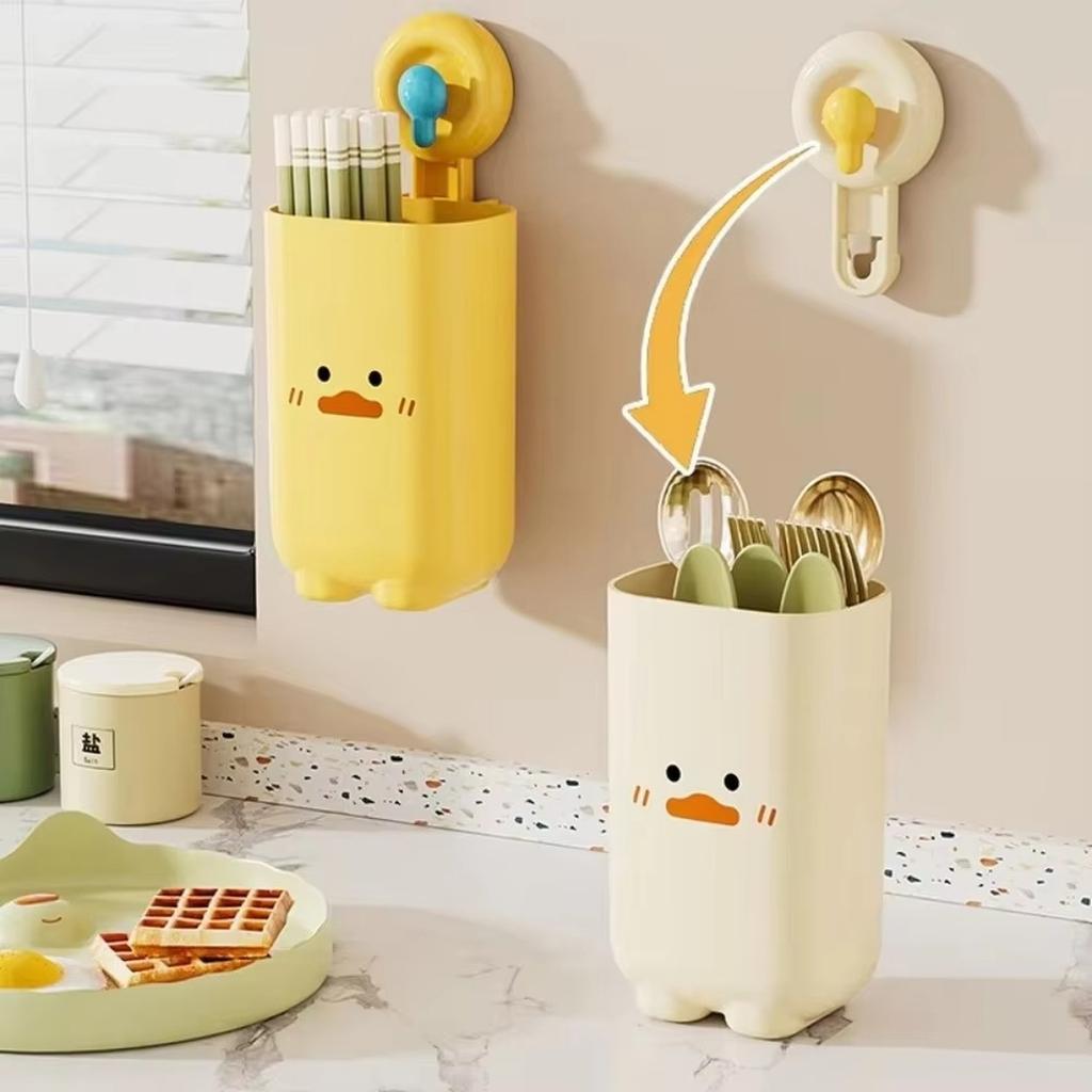 Suction Cup Chopstick Holder Wall Mounted Kitchen Cutlery