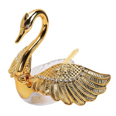 Sugar Container with Spoon Decorative Swan Shaped Plastic Glass Seasoning Jar for Sugar Salt Coffee Tea Style 2