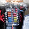 12-Way Fuse Box 12 Circuits Negative Bus Fuse Block Holder With LED Indicator