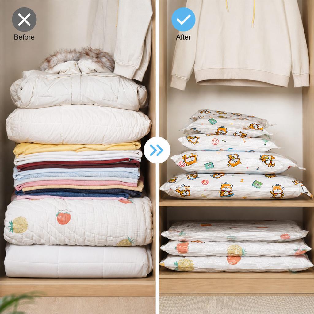 Vacuum Storage Bags for Bedding Quilt Comforter Duvet Organizer Space Saver with Air Removal Valve for Home Use