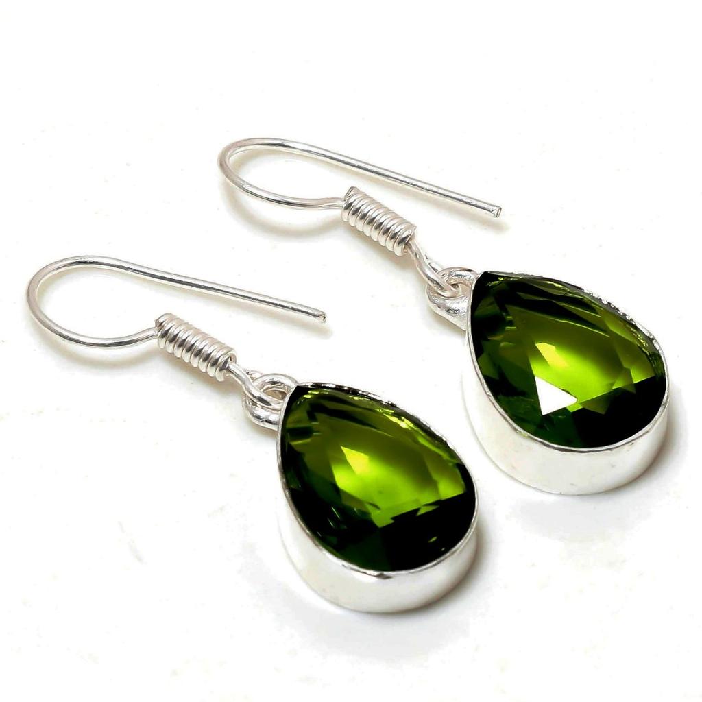 Peridot Pear Shape Gemstone Jewelry Set Handmade Gift Necklace Bracelet Earrings
