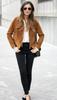 Echtes Lammfell Wildleder Handgemachte Fransenjacke Damen Braun Motorrad Leder