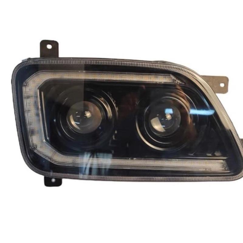 Compatible with Beiben 80B: LED Headlight Assembly V3MT, Dual-Lens, Super Bright, Smoked Design.