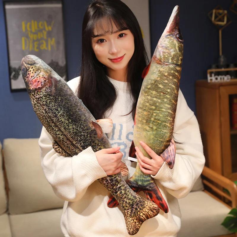 Simulation Funny Fish Plush Toys Giant Stuffed Soft Animal Carp Plush Pillow Creative Sleep Cushion for Kids Girls Xmas Gift