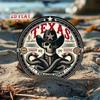 Vintage Metal Tin Sign Cowboy Skull Western Retro Wall Decor Round 8x8 Inch Flat Aluminum Plate Art for Bar Garage Man Cave
