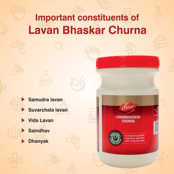 Dabur Lavan Bhaskar Churna 500g | Natural Ayurvedic Digestive Powder for Indigestion, Gas, Acidity, Constipation & Appetite Support