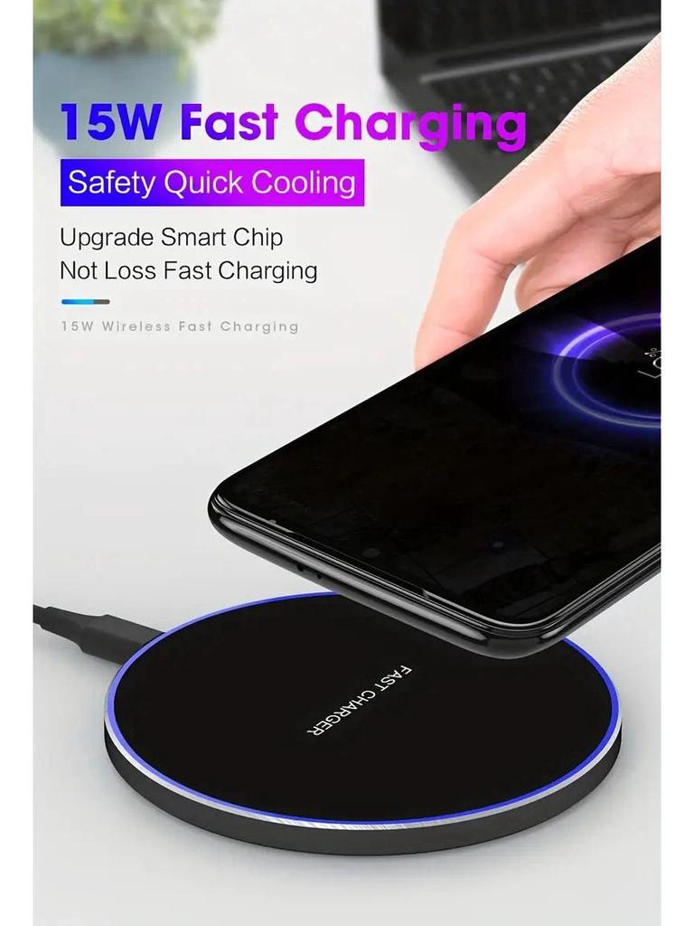 15W runder Qi-Wireless-Charger für Apple & Samsung Handys