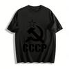 Vintage CCCP Hammer Sickle Star Print Casual Short Sleeve T-Shirt Pure Cotton T-shirt