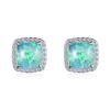 Luxury Female Yellow Pink Stone Earrings Fashion Silver Color Wedding Jewelry Vintage Double Stud Earrings for Women