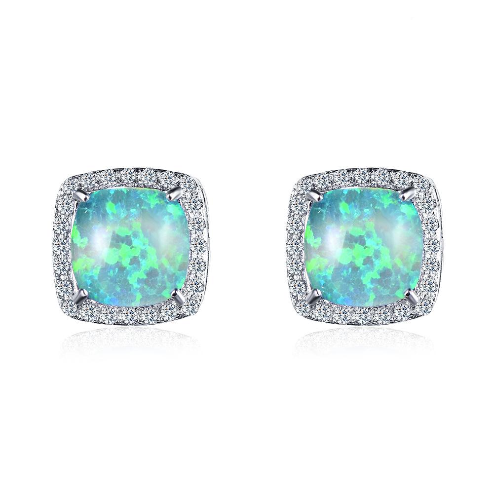 Luxury Female Yellow Pink Stone Earrings Fashion Silver Color Wedding Jewelry Vintage Double Stud Earrings for Women