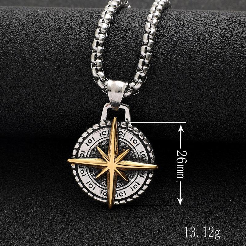 Titanium Steel Compass Retro Necklace Necklace Accessories Retro Titanium Steel Punk Pendant Men's Pendant