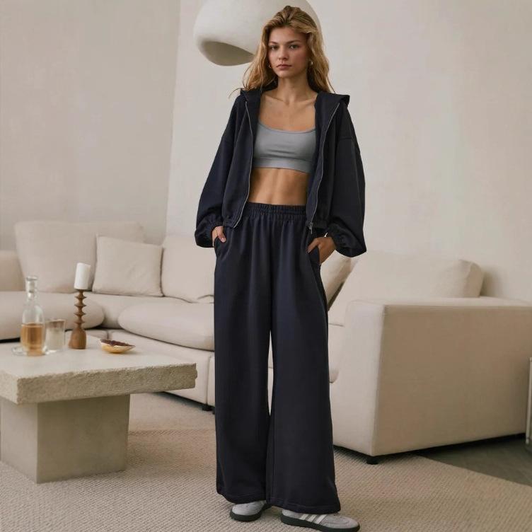 Europe, America, Autumn and Winter Women's Fashion Long-sleeved Women's Cardigan Sweater Trousers Casual Sports Suit Women
