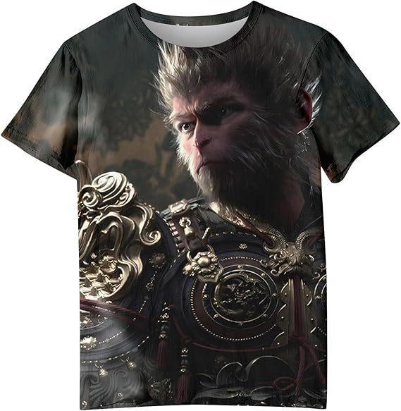 2024 Black Myth Wukong Color Printing Pattern Printing Short Sleeve T-Shirt Summer Men's and Women's Casual Versatile Fashion