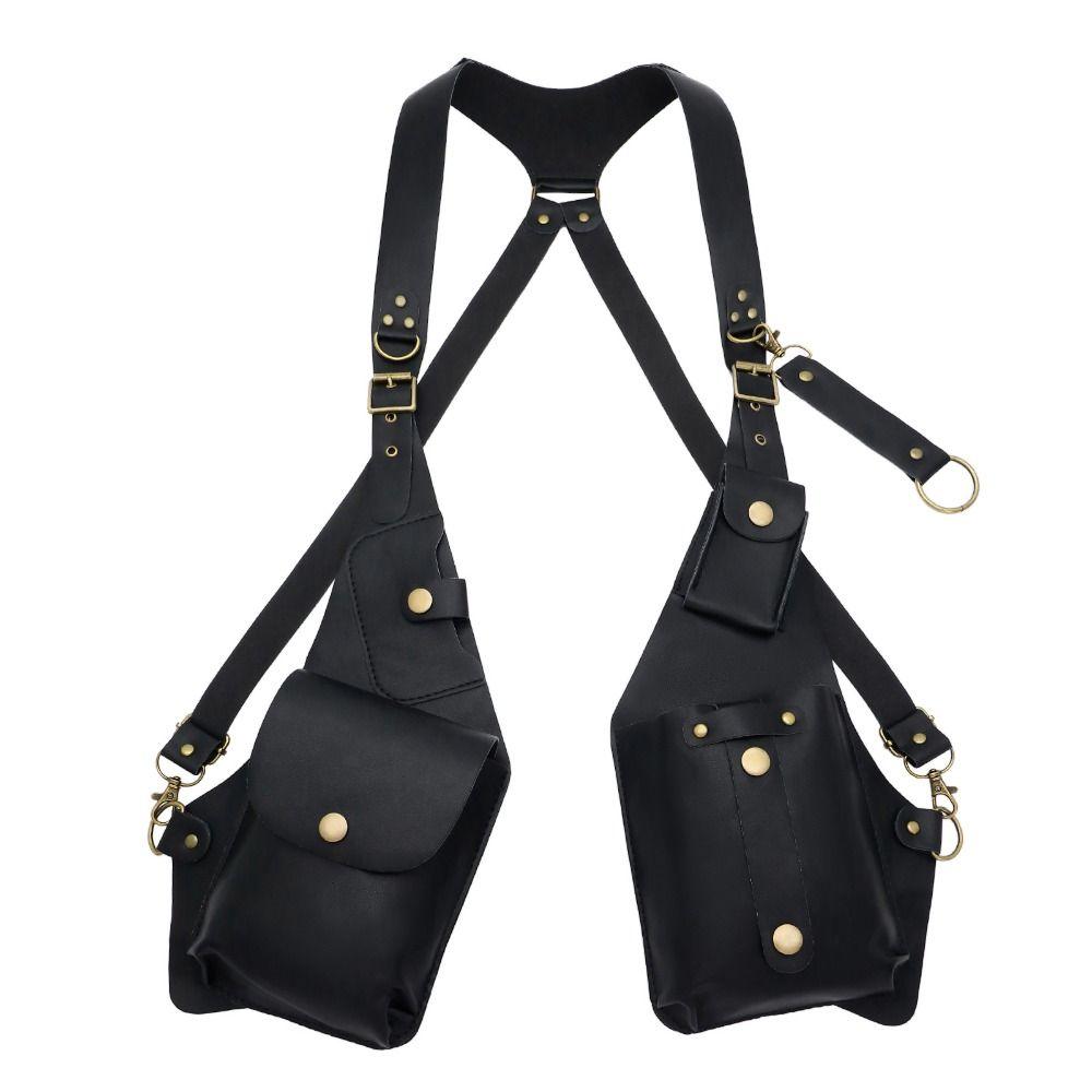 Vest Bag Mobile Phone Purse Vintage Double Shoulder Pouch Chest Bag Shoulder Harness Bag  Cosplay
