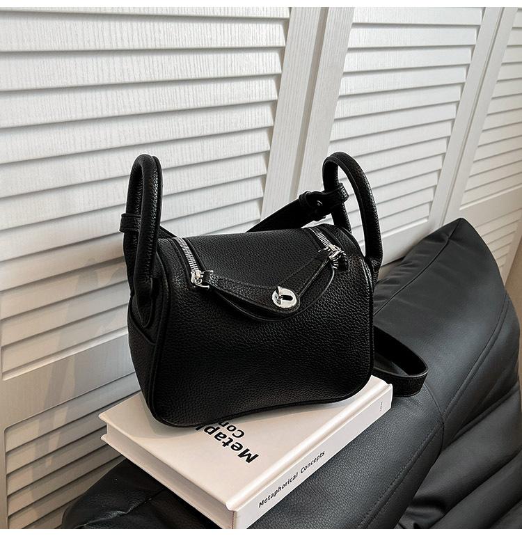 High-end Lychee Pattern Fashion Hand Bag Women's New Versatile Large-capacity Trendy Shoulder Messenger Bag