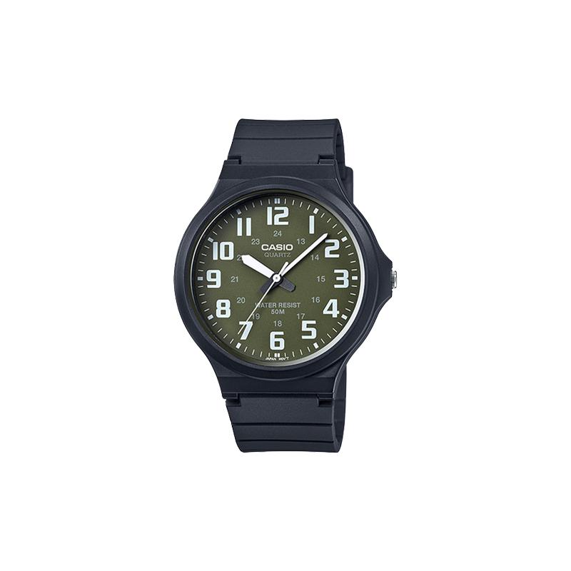 Casio YOUTH Series-Disc Three-pin Large Dial Simple Quartz Movement Resin Strap Japanese and Korean Watch Men s Watch Green Dial MW-240-3B зелёный