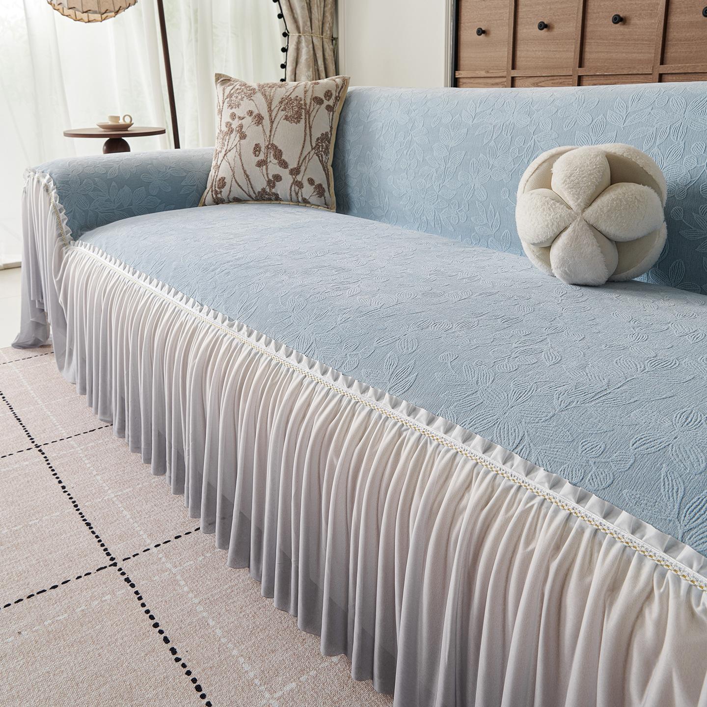 French Vintage Chenille Sofa Cover Luxury Full Coverage Cat Scratch Resistant Sofa Protector 180*130cm [single seat without armrests]