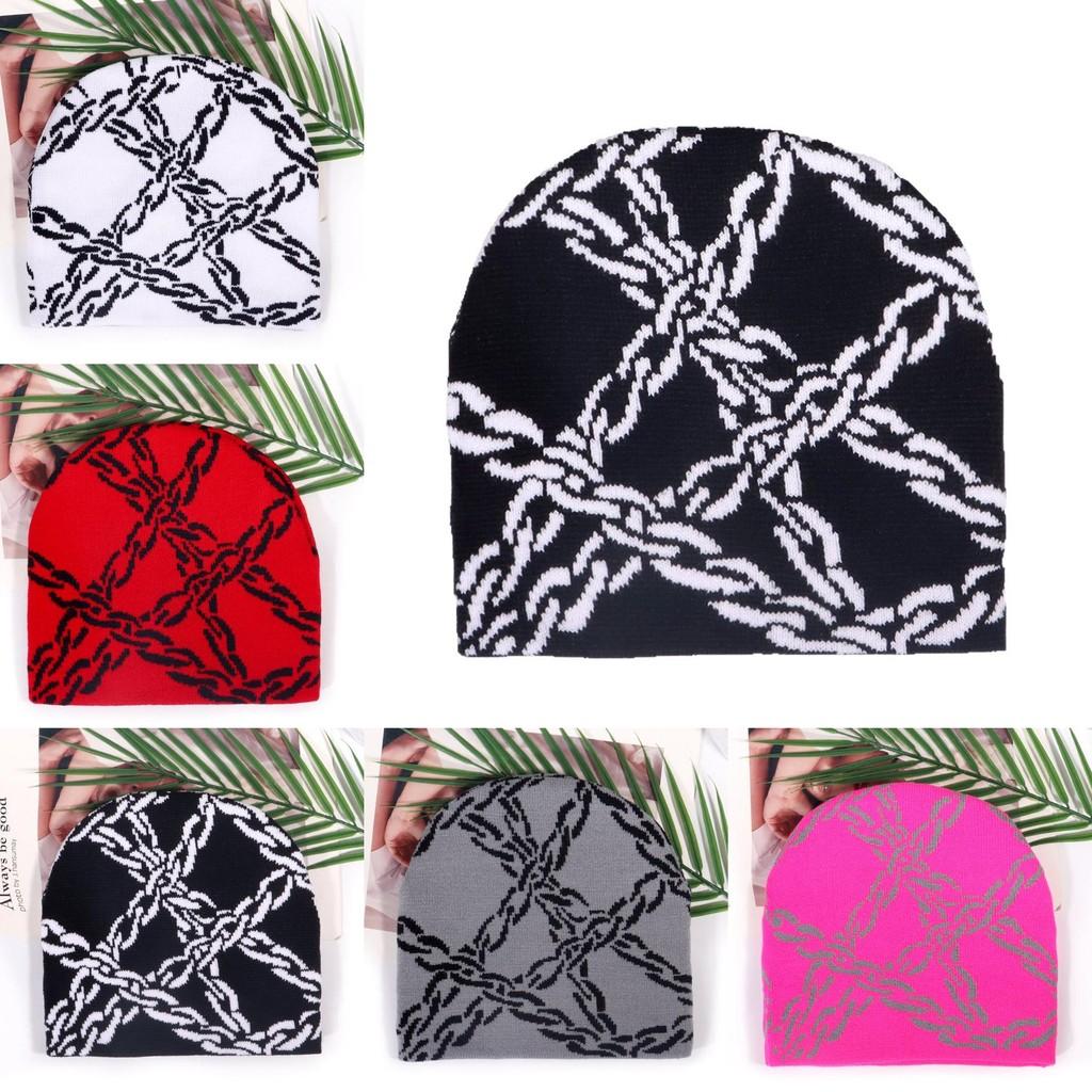 Acrylic Style Street Knit Hat For Men And Women With Letter Chain Embellishments