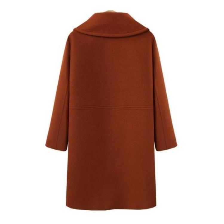 Damen Plus Size Wolljacke Zweireihig Umlegekragen Mantel Einfarbig Locker Thermisch Langärmelig Frühling Herbst Winter Pendeln Verabredung