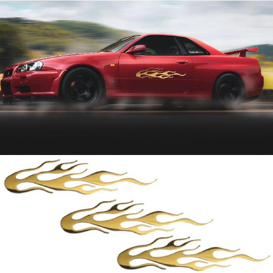 3 Pcs Black Flame Reflective Sticker Decal for Cars Motorcycle
