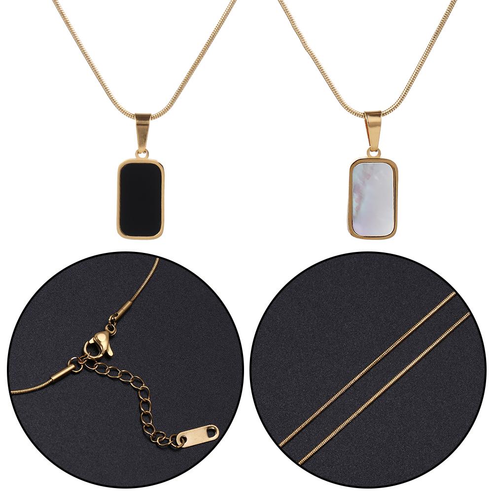 

Minimalist Party Necklace Rectangle Double Sided Stainless Steel Square Delicate Pendant Necklaces