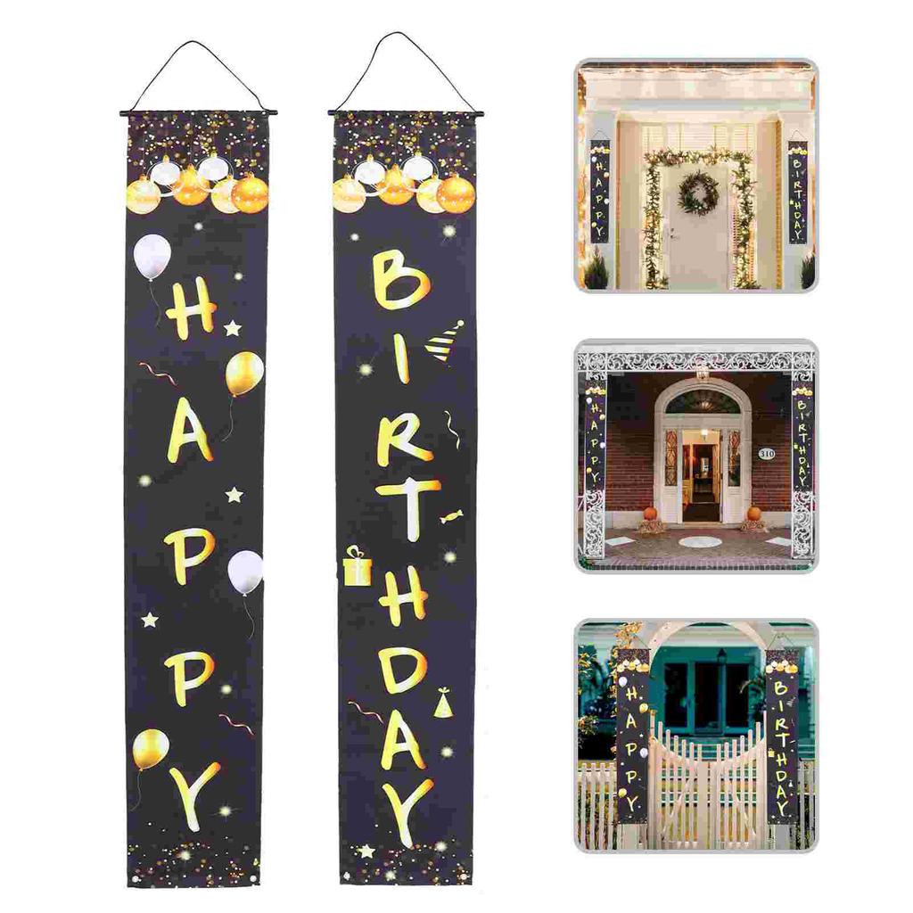 Birthday Party Decor Door Front Banner Decoration for Hanging Oxford Cloth Happy