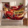 Lamine Yamal Personalized Fleece Blanket With Football Logo, Custom Name Text Soft Warm Home Throw Blanket