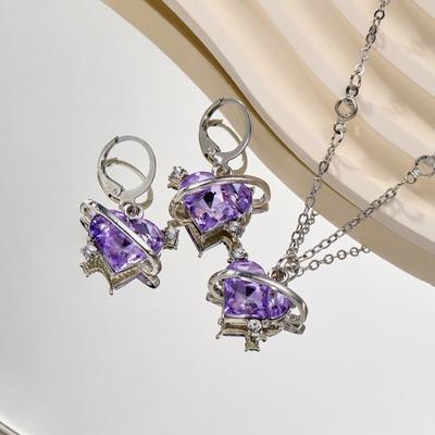 Love Planet Earrings And Necklace Set Women's Personality Jewelry Set