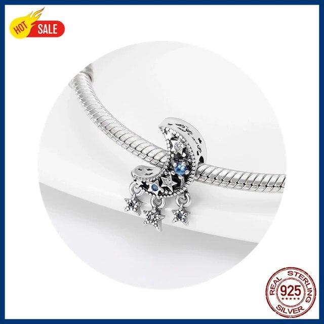 

100% стерлингового серебра 925 пробы, подвески-светлячки, сглаза, воздушный шар, синие подвески FitNew, оригинальный браслет, сделай сам, изготовление ювелирных изделий