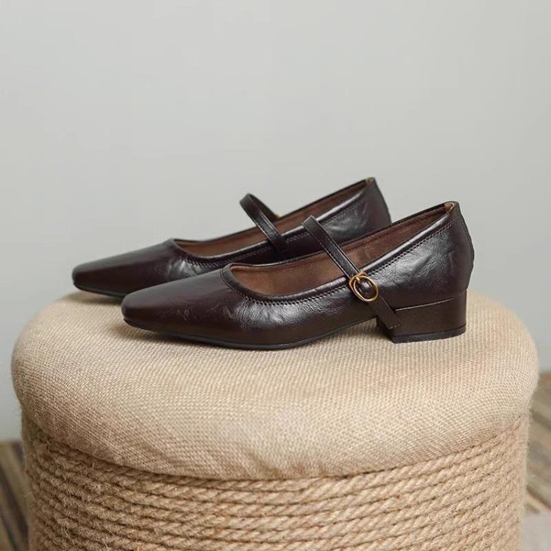 2025 Spring New Women Mary Jane Shoes Fashion Square Toe Shallow Slip On Ladies Flat Shoes Soft Sole Outdoor Dress Ballerina