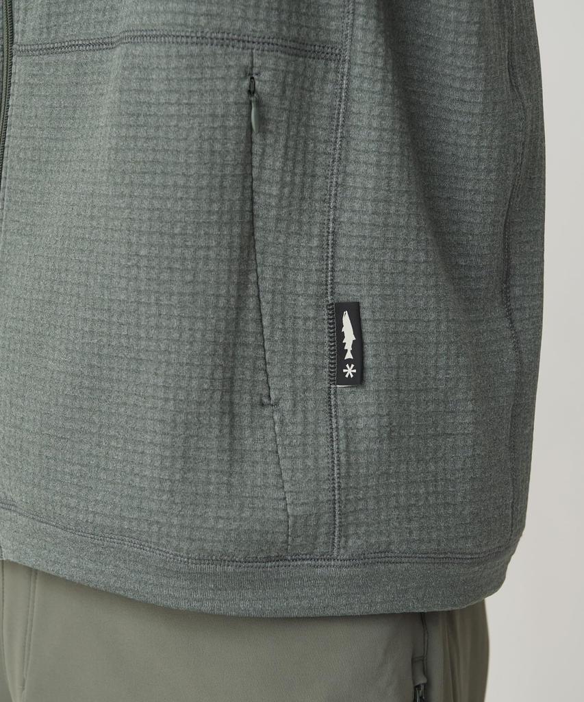 Snow Peak Polartec Power Grid Fleece Hoodie and Size M SPF-JK-25AU907, Men's Women's, Gray,