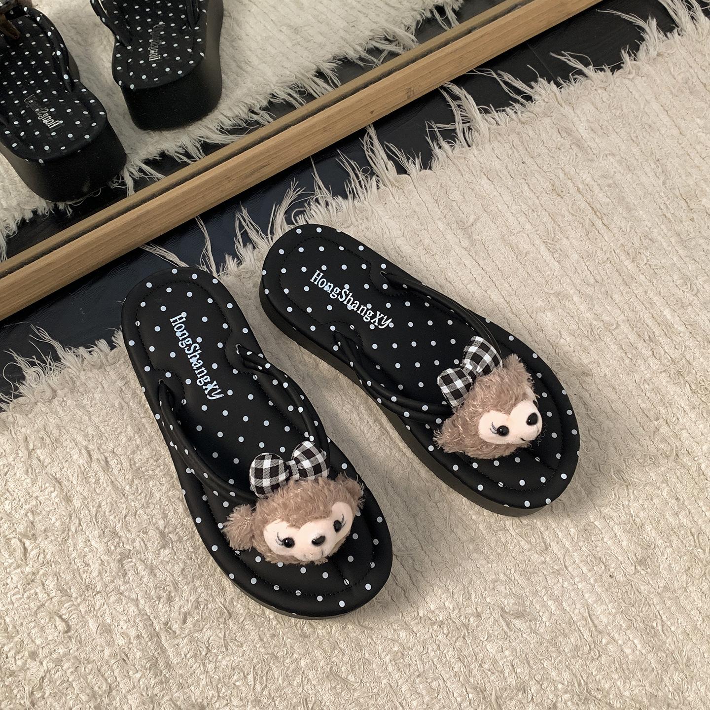 

Popular cartoon versatile non-slip thick-soled flip-flops for women s summer wear 2025 new models with skirts, soft-soled cool slippers 35 чёрный