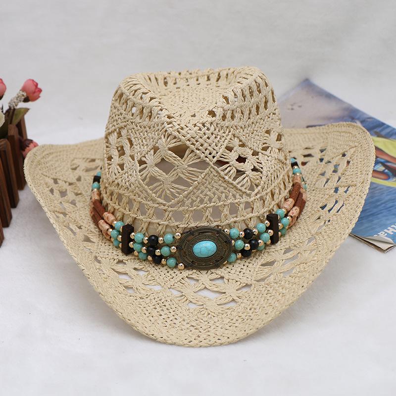 Bohemian Hollow Cowboy Hat Men'S Hat Summer Western Cowboy Beach Hat