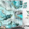 Blue Green Abstract Shower Curtain Modern Ombre Minimalist Marble Luxury Contemporary Simple Unique Cloth Fabric Waterproof