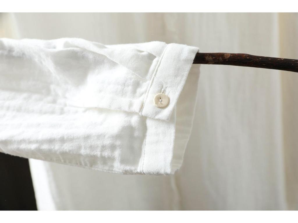 2026 Spring Lace Button Women's Double Layer Cotton Gauze White Shirt - Versatile & Age-Reducing