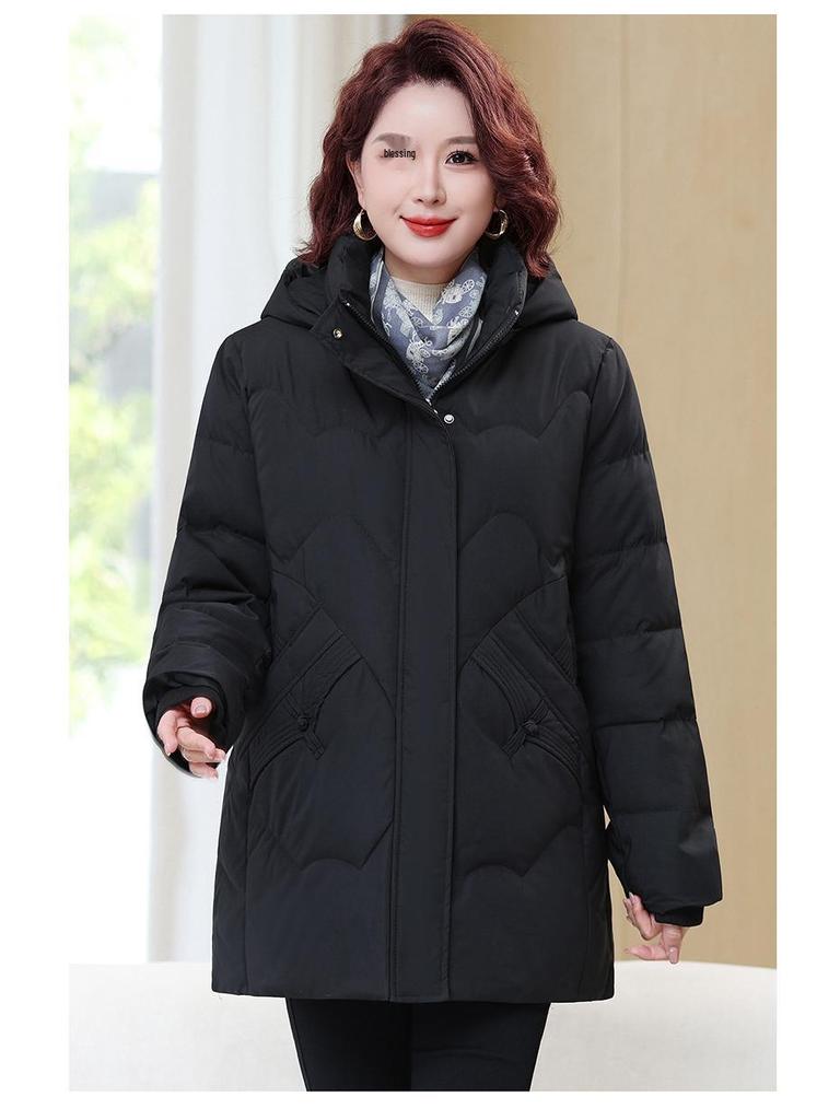 Plus Size Winter Cotton Jacket - Loose, Warm Outerwear for Middle-aged and Elderly Moms