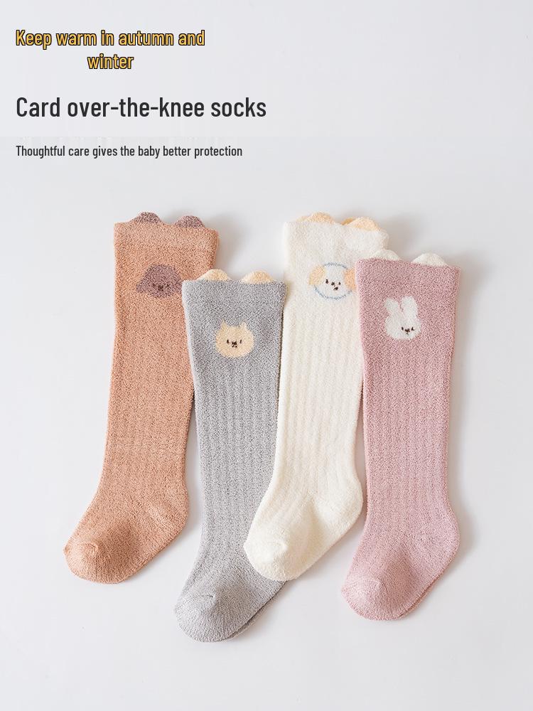 Xi Yu Jia Baby Knee-High Winter Socks - Thick, Warm, and Cute Cartoon Half-Velvet for Infants