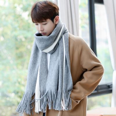 Sciarpa Lavorata a Maglia Invernale da Uomo alla Moda Scaldacollo Patchwork a Righe Sciarpe Morbide Lunghe Casual Maschili Bufanda Pashmina Scialle