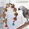 Pet Parrot Bite Chewing Toy Swing Bird Cage Accessory Hanging Wooden Toy