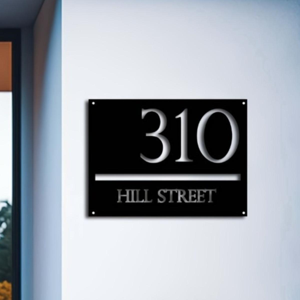 

Customizable Black Metal House Number Sign, Stylish Wall Mounted Address Plaque for All Season M