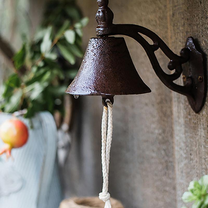 Timbre Retro Rústico para Exteriores Campana de Hierro Fundido Resistente para la Cena Colgante de Pared Timbre de Bienvenida Vintage para el Hogar Decoración de Jardín