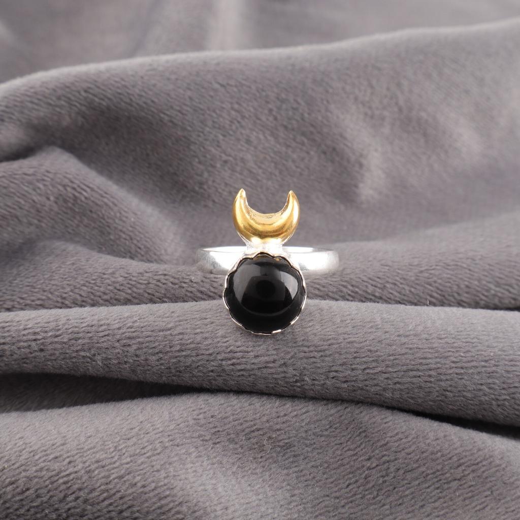 Black Tourmaline Gemstone 925 Sterling Silver Ring Handcrafted Bohemian Jewelry RR-58-30