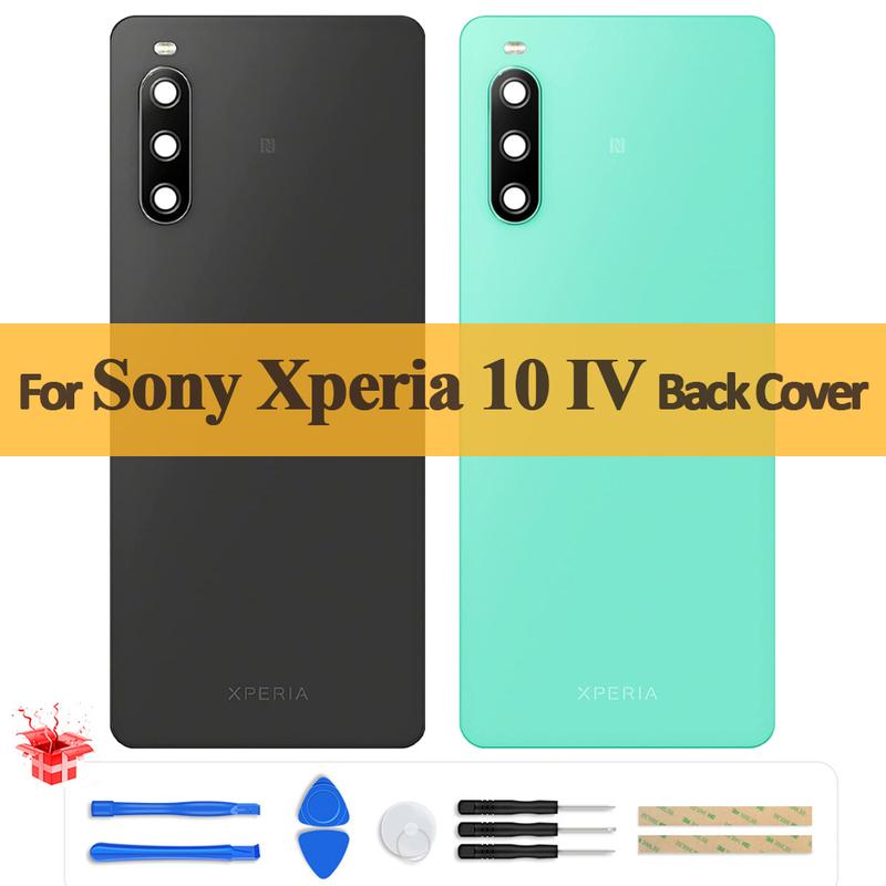Per Sony Xperia 10 IV Cover Posteriore Batteria XQ-CC54 XQ-CC72 Alloggiamento in Vetro Cover Posteriore Parti con Lente Fotocamera